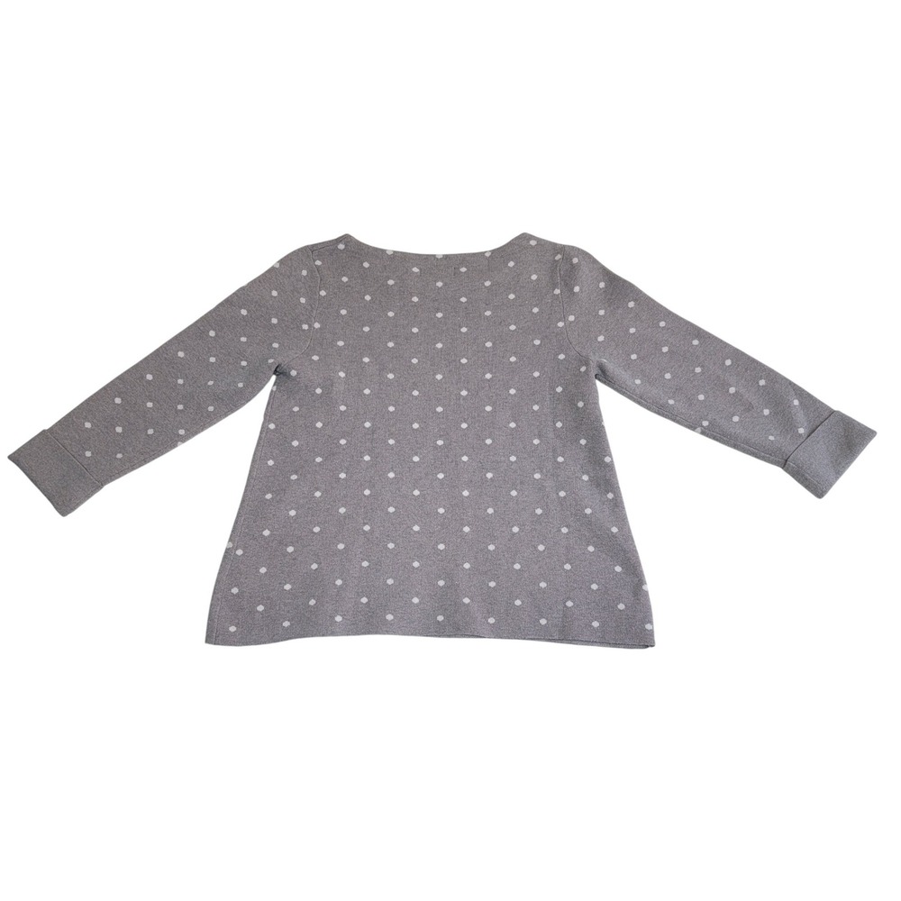Cynthia Rowley Polka Dot Sweater Womens Small Grey Knit Boat Neck Long Sleeve